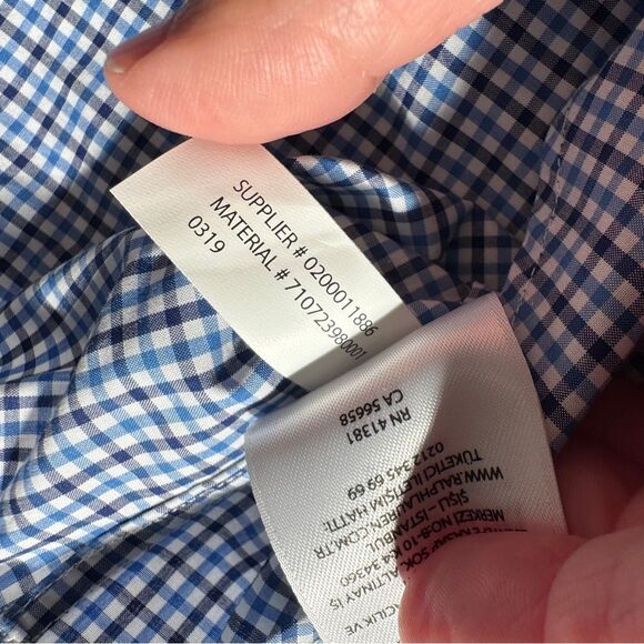 Ralph Lauren Short Sleeve Blue Plaid Button Down Size Medium NWT - Picture 8 of 8
